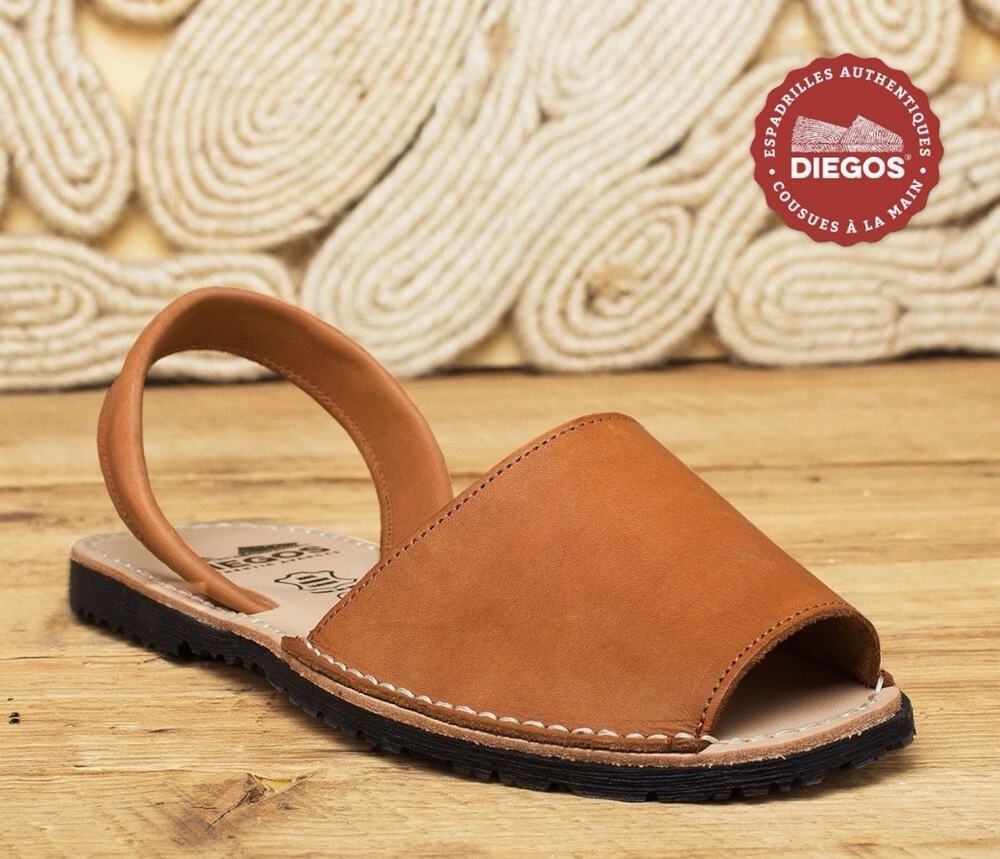 DIEGOS Men’s Saddle Tan Brown Leather Avarcas Sz EUR 43 US9 Spain Excellent